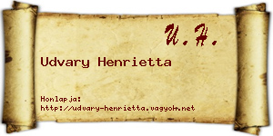 Udvary Henrietta névjegykártya